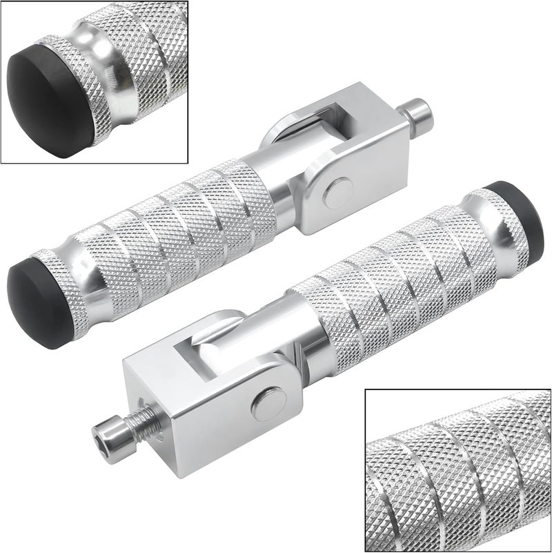 VUOZIP M8 Universal CNC Motorcycle Foot Pegs Degree Foldable Bike Pegs Aluminum Fit Electric Car Motorbike Scooter Mini Bike Ebike Dirt Bike Go Kart Honda Yamaha Suzuki Aprilia Super73 (Silver, Type A) - Image 2